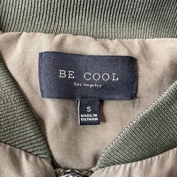 Be Cool Women's Lightweight Bomber Jacket Zip Up Olive Green Normcore Sz S - Picture 6 of 8